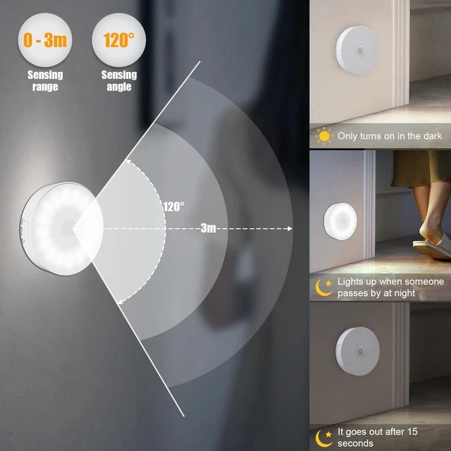Alt view image 6 of 7 - 6 Pack Motion Sensor Light Indoor, USB Rechargeable Night Light- Cold White | Upgraded 14 LEDs, USB Rechargeable, Long Last Battery & 3 Light Modes, Wireless Magnetic for Closet, Stairs, Hallway