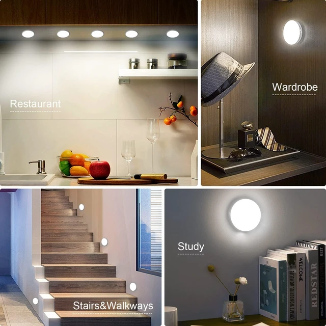 Alt view image 7 of 7 - 6 Pack Motion Sensor Light Indoor, USB Rechargeable Night Light- Cold White | Upgraded 14 LEDs, USB Rechargeable, Long Last Battery & 3 Light Modes, Wireless Magnetic for Closet, Stairs, Hallway