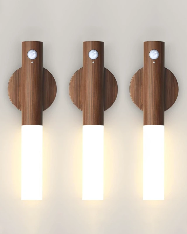 Main image of Motion Sensor Light Indoor, 2200mAh Rechargeable Wall Sconce | Battery operated wall lights magnetic night lights wooden wall decor for stairways, hallways, bedrooms and picture lighting