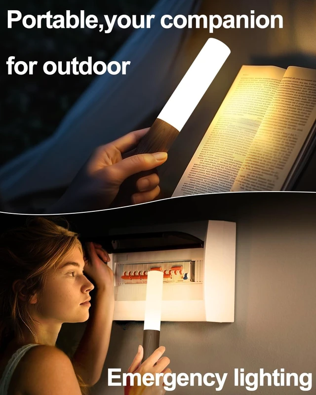 Alt view image 4 of 7 - Motion Sensor Light Indoor, 2200mAh Rechargeable Wall Sconce | Battery operated wall lights magnetic night lights wooden wall decor for stairways, hallways, bedrooms and picture lighting