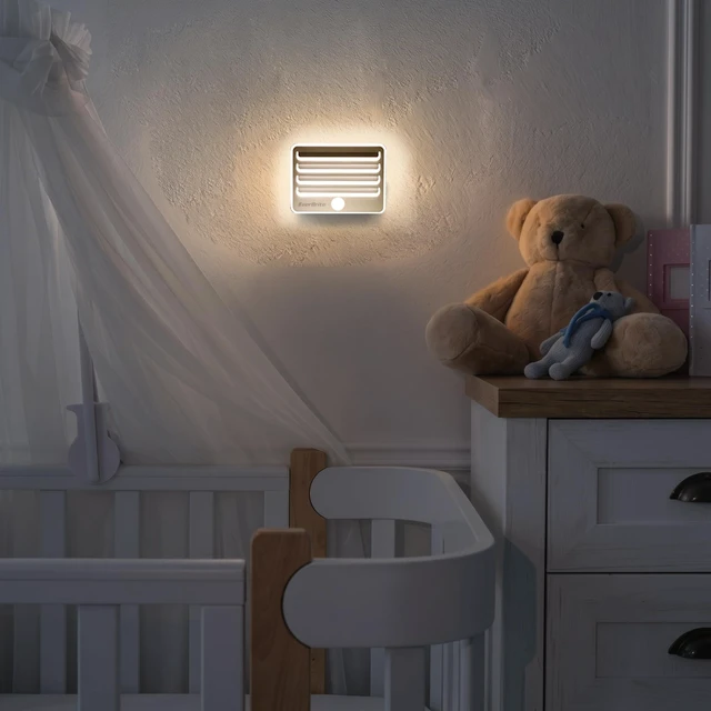 Alt view image 7 of 7 - 3-Pack Motion Sensor Night Lights, Soft Warm White LED Lights | 9 AA Batteries Included, Battery Powered Night Light for Bedrooms, Bathroom, Stairs, and Closet