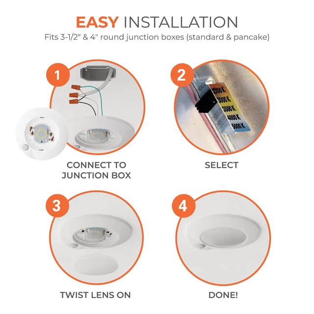 Alt view image 7 of 7 - HLCE 6-Inch Indoor/Outdoor LED Motion Sensor Ceiling Light with CCT Select, Dimming, CA Compliant - Matte White