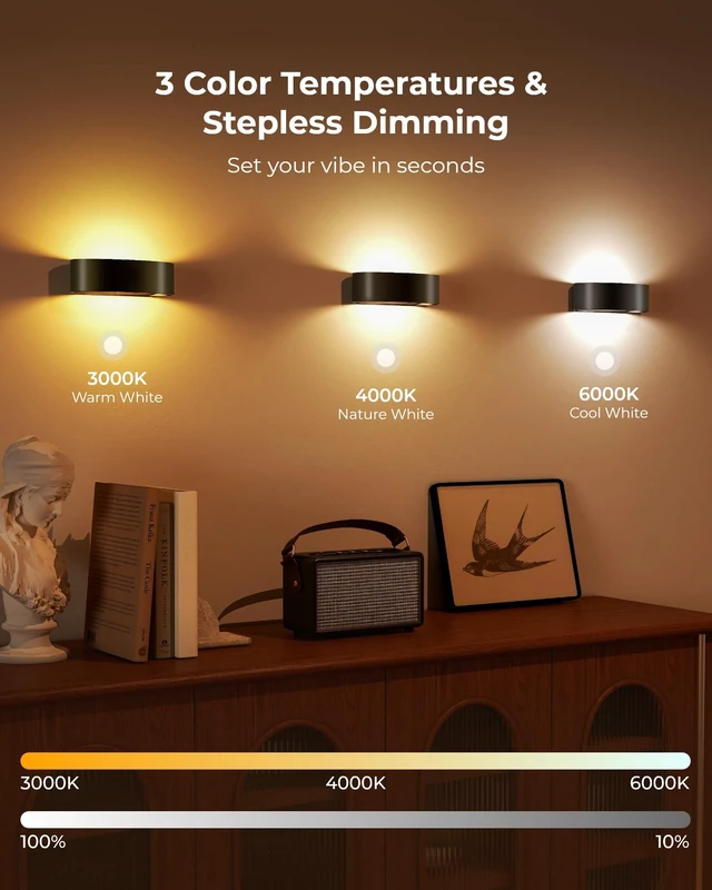 Alt view image 7 of 7 - Motion Sensor Wall Light, 5000mAh Rechargeable Battery Operated Motion Sensor Light Indoor with Remote, 15 RGB and 3 Colors Dimmable, Wireless Wall Sconces for Hallway, Living Room, Stair, Bedroom