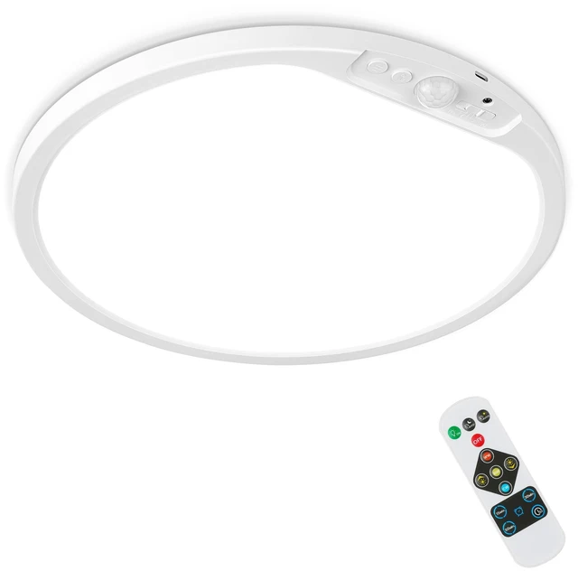 Main image of 12 Inch Rechargeable Motion Sensor LED Ceiling Light with Remote | Flush Mount, Battery Operated, 3CCT Dimmable Closet Lights for Shower, Pantry, Laundry, Bathroom, Installation Required