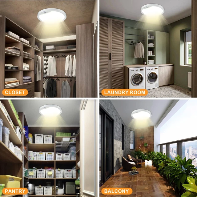 Alt view image 7 of 7 - 2-Pack 20W Motion Sensor Ceiling Lights Hard-Wired, 9Inch Indoor Motion Activated LED Ceiling Light Fixtures with 3 Modes, 4000K Flush Mount Lights for Closet Stairwell Hallway, NOT Battery Operated