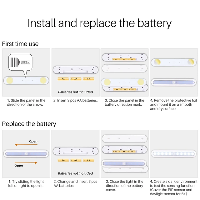 Alt view image 5 of 7 - 11 Motion Sensor Lights Indoor AA Battery, 2 Pack Cool White | Strong Adhesive Stick on LED Lamp High CRI, AA Battery Operated Powered, For Closet Stairs Under Cabinet Kitchen Pantry Shelf