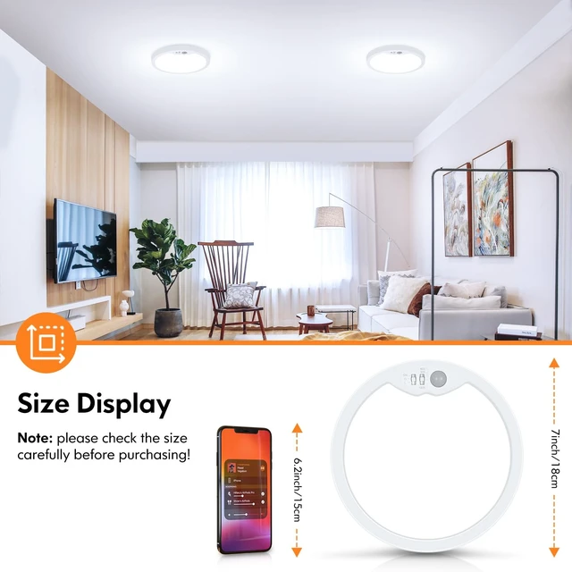 Alt view image 4 of 7 - 7 Inch Hardwired Motion Sensor Ceiling Light for Closet, Hallway | 2 Pack 2700K/4000K/6500K Non-Dimmable Motion Sensor Light Indoor with Timer, Low Profile LED Ceiling Light, Pantry, Activated