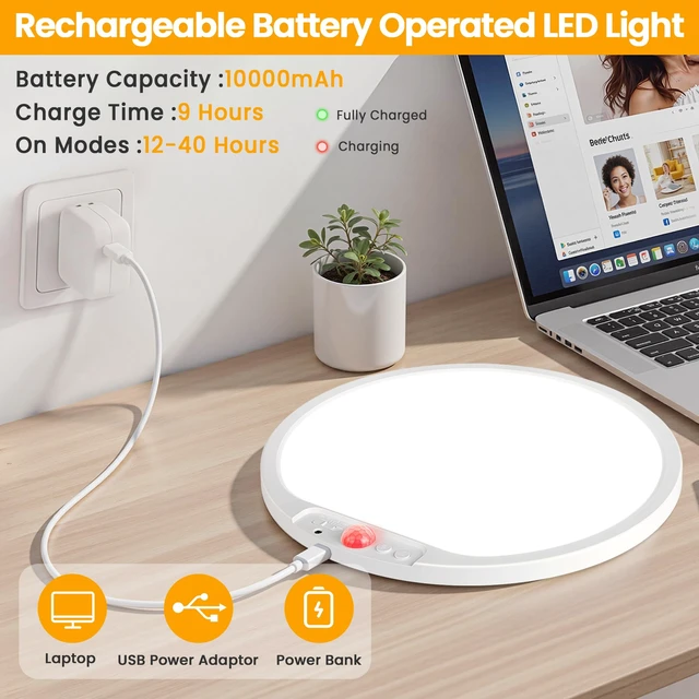 Alt view image 5 of 7 - 12 Inch Rechargeable Motion Sensor LED Ceiling Light with Remote | Flush Mount, Battery Operated, 3CCT Dimmable Closet Lights for Shower, Pantry, Laundry, Bathroom, Installation Required