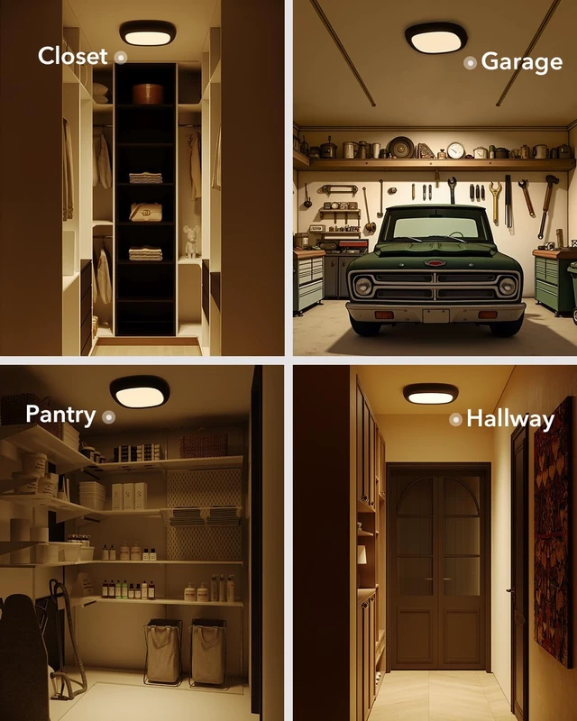 Alt view image 7 of 7 - IP54 Waterproof LED Shower Light, Wireless Ceiling Light with Remote | 12000mAh Battery Operated, No Wiring, Portable, USB Rechargeable Closet Overhead Lights for Bathroom Garage Hallway Pantry