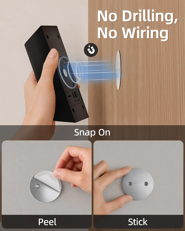 Alt view image 3 of 7 - Motion Sensor Wall Light with Remote Control, Rechargeable Wall Sconce, 3 Color Temps, Dimmable, Magnetic, LED Indoor Wireless Wall Lamp, 4000mAh, for Hallway, Stair, Entryway, Renters