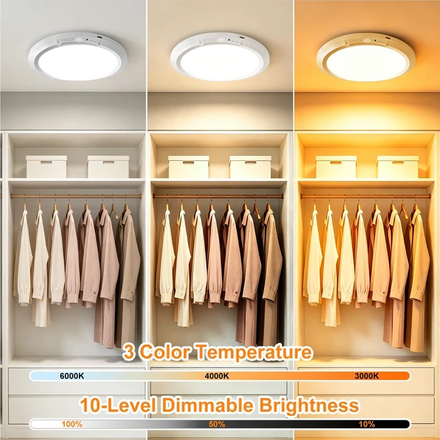 Alt view image 5 of 7 - 150% Brightness Rechargeable Motion Sensor Ceiling Light with Remote | Battery Operated Ceiling Light, Motion Sensor, Magnetic, Wireless, 10000mAh 3 Modes 3 CCT 10 Level Brightness, 1 Pack