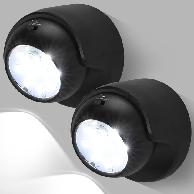 Main image of Motion Sensor Outdoor Lights - Outdoor Motion Sensor Light Battery Operated Wireless Spotlight Motion Detector Security Light Auto On Off for Sheltered Porch Stair Hallway Garage Wall Shed (2 Pack)