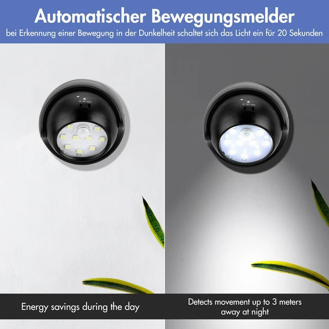 Alt view image 2 of 7 - Motion Sensor Outdoor Lights - Outdoor Motion Sensor Light Battery Operated Wireless Spotlight Motion Detector Security Light Auto On Off for Sheltered Porch Stair Hallway Garage Wall Shed (2 Pack)