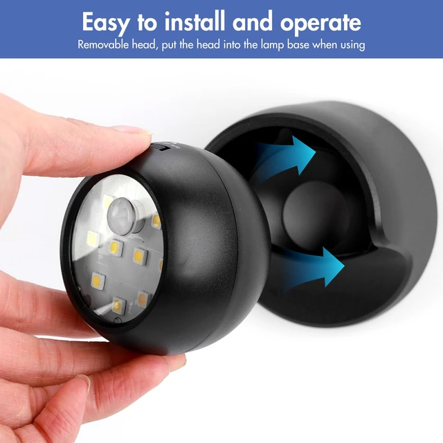 Alt view image 3 of 7 - Motion Sensor Outdoor Lights - Outdoor Motion Sensor Light Battery Operated Wireless Spotlight Motion Detector Security Light Auto On Off for Sheltered Porch Stair Hallway Garage Wall Shed (2 Pack)