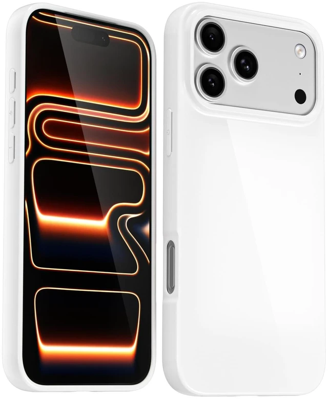 Main image of for iPhone 17 Pro/ 18 Pro Case Silicone, Glossy Soft Rubber Gel Jelly Cute Protective Plastic Simple Plain Phone Case Cover for Women Girl, Slim Thin Flexible TPU, White