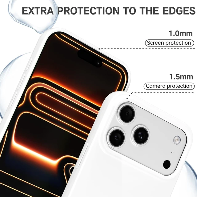 Alt view image 3 of 7 - for iPhone 17 Pro/ 18 Pro Case Silicone, Glossy Soft Rubber Gel Jelly Cute Protective Plastic Simple Plain Phone Case Cover for Women Girl, Slim Thin Flexible TPU, White