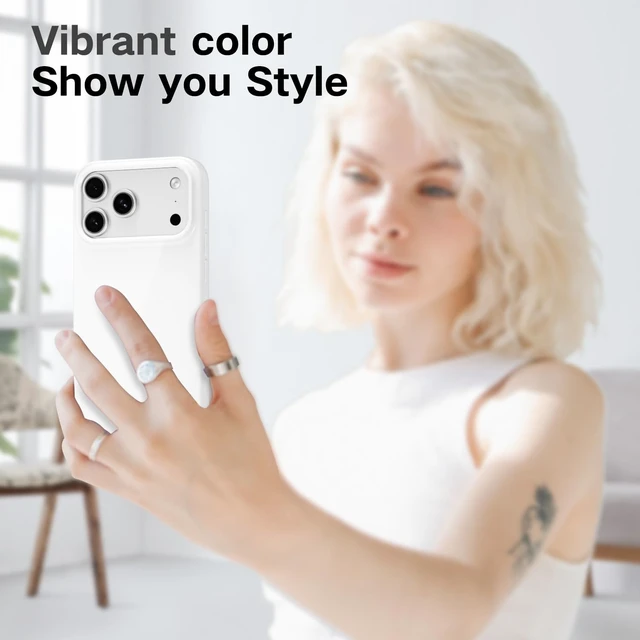 Alt view image 7 of 7 - for iPhone 17 Pro/ 18 Pro Case Silicone, Glossy Soft Rubber Gel Jelly Cute Protective Plastic Simple Plain Phone Case Cover for Women Girl, Slim Thin Flexible TPU, White