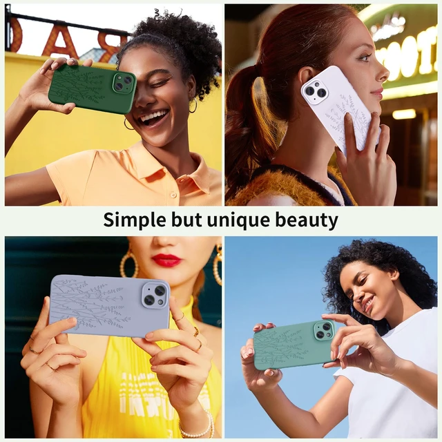 Alt view image 7 of 7 - Engraved for iPhone 15 Case, Midnight Green Flower | Engraved Flower, Premium Liquid Silicone, Camera All-Round Protection, Anti-Scratch Microfiber Lining, For Women Girls