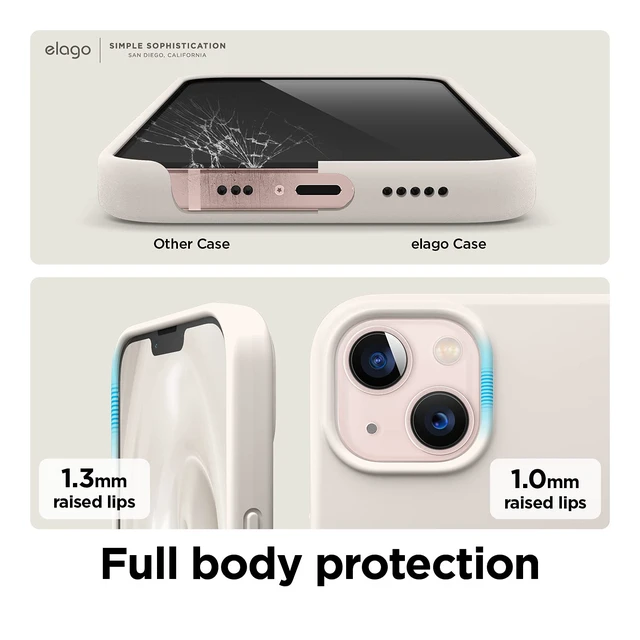 Alt view image 4 of 7 - Premium Liquid Silicone Case for iPhone 13 Stone | Full Body Screen Camera Protective Cover, Shockproof, Slim Phone Case, Anti-Scratch Soft Microfiber Lining, 6.1 inch (Stone)