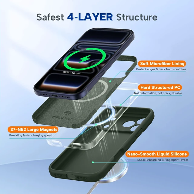 Alt view image 5 of 7 - Silicone & Magnetic for iPhone 17 Pro Max Case, Dark Green | Compatible with MagSafe, Camera Control Cover, Premium Silicone Cover Shockproof Drop Protection Phone Case for 17 Pro Max