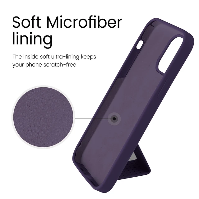 Alt view image 7 of 7 - Silicone Kickstand Case Compatible with iPhone 14 Pro, Vertical and Horizontal Stand Hand Strap Metal Kickstand Cover, Flexible Soft Liquid Silicone Stand Case for iPhone 14 Pro (Deep Purple)