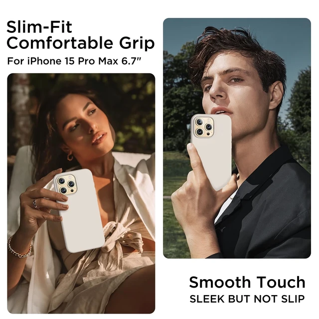 Alt view image 2 of 7 - Silicone for iPhone 15 Pro Max Case, Phone Cover, Stone | Full Body Protection, Shockproof Slim Phone Case with Anti-Scratch Microfiber Lining