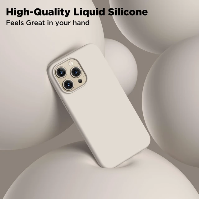 Alt view image 4 of 7 - Silicone for iPhone 15 Pro Max Case, Phone Cover, Stone | Full Body Protection, Shockproof Slim Phone Case with Anti-Scratch Microfiber Lining