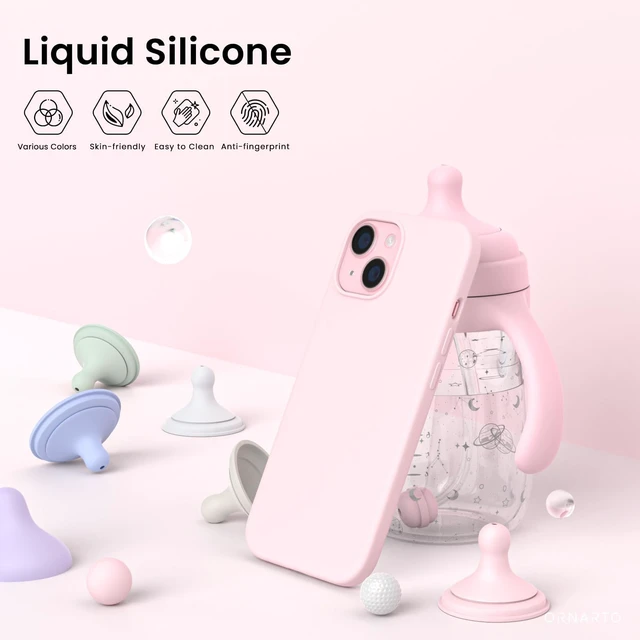 Alt view image 3 of 6 - for iPhone 15 Plus Case 6.7", Slim Liquid Silicone, Pink | 3-Layer Full Coverage, Soft Gel Rubber, Non-Slip Grip, Shockproof Protective Phone Cover, Anti-Scratch Microfiber Lining