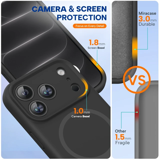 Alt view image 3 of 7 - Magnetic for iPhone 18 Pro Case, Silicone, Black | Compatible with MagSafe, Soft Microfiber Lining,Shockproof Drop Protection Phone Case for 18 Pro
