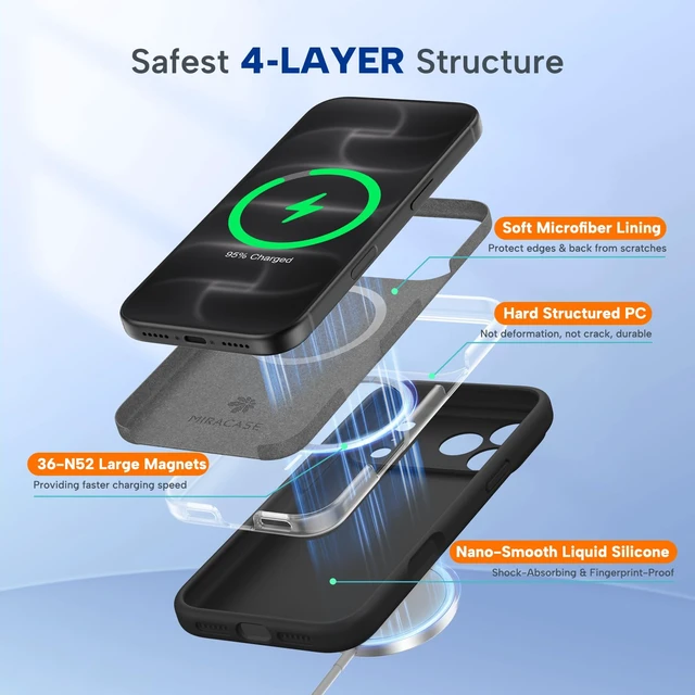 Alt view image 5 of 7 - Magnetic for iPhone 18 Pro Case, Silicone, Black | Compatible with MagSafe, Soft Microfiber Lining,Shockproof Drop Protection Phone Case for 18 Pro