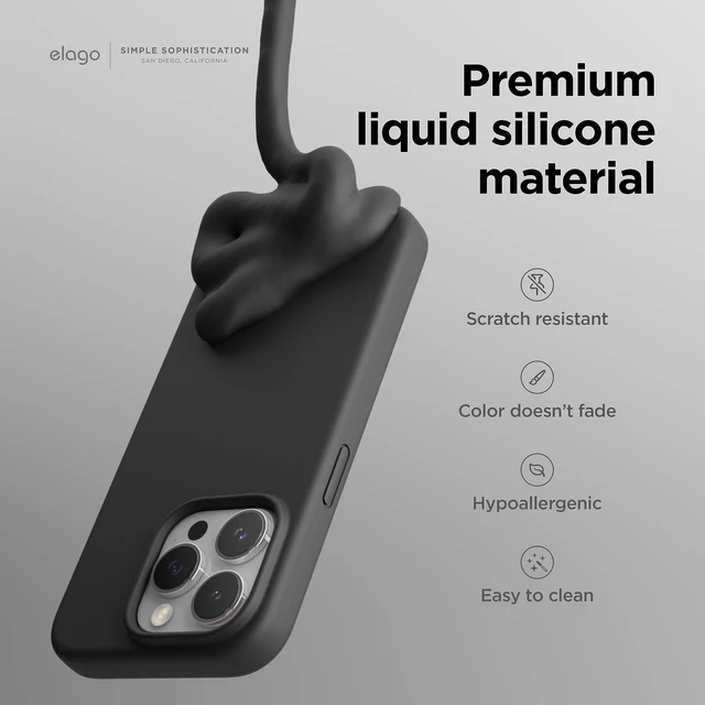 Alt view image 3 of 6 - Premium Liquid Silicone Case for iPhone 15 Pro Black | Liquid Silicone, Full Body Protective Cover, Shockproof, Slim Phone, Anti-Scratch Soft Microfiber Lining (Black)