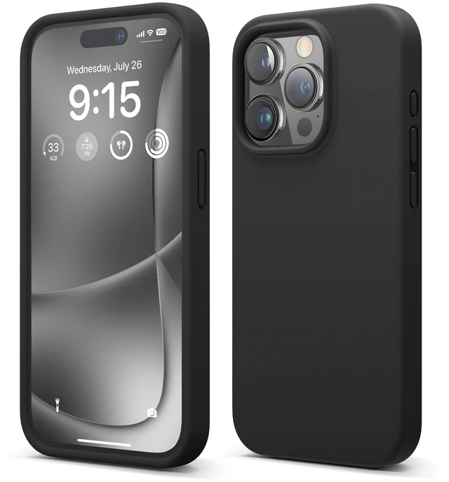 Main image of Premium Liquid Silicone Case for iPhone 15 Pro Black | Liquid Silicone, Full Body Protective Cover, Shockproof, Slim Phone, Anti-Scratch Soft Microfiber Lining (Black)