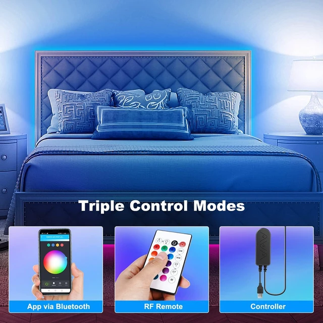 Alt view image 4 of 7 - Bluetooth RGBWW LED Lights for 50-55 Inch TV With App Control, RGB+Tunable White 3000K-6500K Backlight With RF Remote, Music Sync Indoor for Gaming