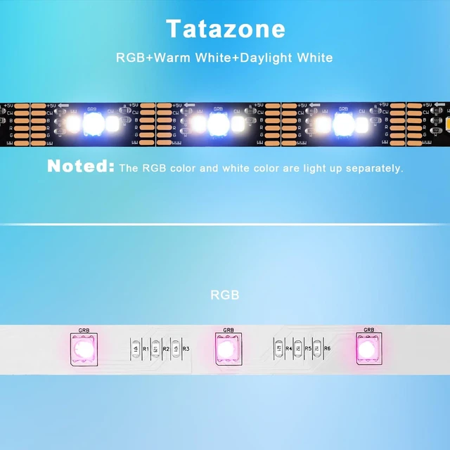 Alt view image 6 of 7 - Bluetooth RGBWW LED Lights for 50-55 Inch TV With App Control, RGB+Tunable White 3000K-6500K Backlight With RF Remote, Music Sync Indoor for Gaming