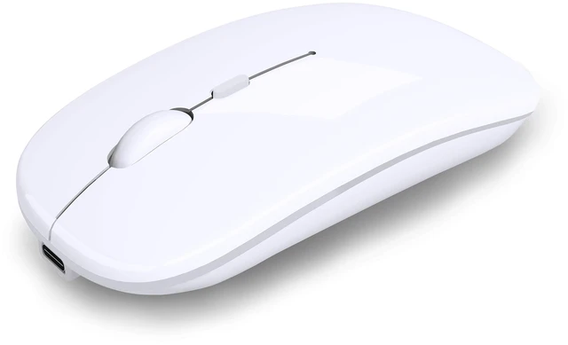 Main image of Wireless Bluetooth Mouse, Rechargeable Dual Mode Mouse,Bright White | BT 5.2 & 2.4G USB Receiver, 3 Adjustable DPI,LED Lights,Slim,Silent,Portable Computer Mouse for Laptop,PC,MacBook,iPad,Tablet