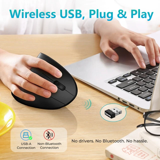 Alt view image 4 of 7 - Ergonomic Mouse, Rechargeable Vertical Wireless Mouse, Comfort Grip | Long Battery Life, USB-C Charging, Quiet Click, Carpal Tunnel Support, 2.4G Wireless, 3DPI 800/1200/1600, for Laptop, Mac, PC