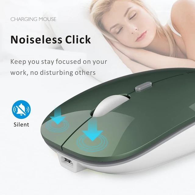 Alt view image 4 of 7 - Q5 Slim Rechargeable Wireless Mouse for Laptop,Silent Blackish Green | 2.4GHz Optical, USB C Charging, Battery Indicator, Ultra Thin, Portable, 1600 DPI, Ambidextrous, USB Receiver,Type C Adapter
