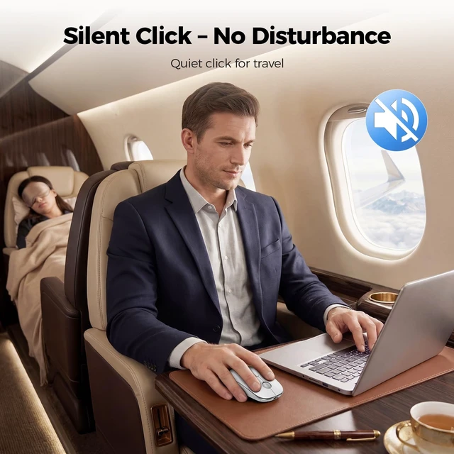 Alt view image 6 of 7 - Rechargeable Slim Portable Silent Computer 2.4 GHz Wireless Mouse | Lightweight Ambidextrous with Nano Receiver, 4000 DPI Optical Tracking 90-Day Battery Life, Compatible with PC, Mac, Laptop