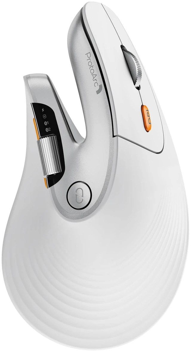 Main image of EM11 Pro Ergonomic Mouse for Large Hands, Side Scroll, White | Designed for 7.58.5" hands. Browser-based customization, Side scroll wheel for Excel/video editing, Multi-Device.