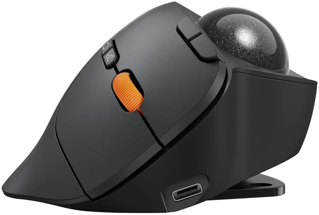 Main image of EM02 Wireless Trackball Mouse, 0/15° Adjustable Angle, Gray | Two Ergonomic Modes, Thumb Control to Reduce Fatigue, 3 Devices Bluetooth & 2.4G, precise and smooth tracking, Rechargeable