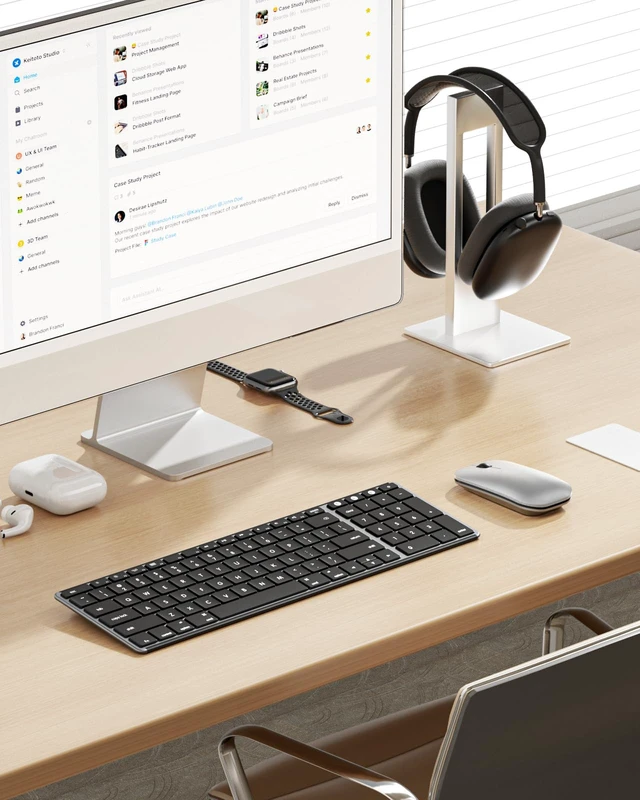 Alt view image 7 of 7 - SKM64-2 Bluetooth Keyboard and Mouse Combo for Mac, MacBook and iPad | Multi-device Bluetooth switching, quiet, rechargeable, compact wireless slim set for MacBook Pro/Air, iPhone, Black Silver