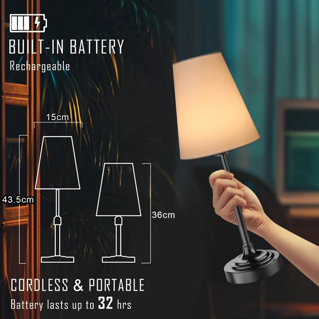 Alt view image 5 of 7 - Portable Cordless Table Lamp, Built in Rechargeable Battery, 2700-6000k Color Temperature, Fully Dimmable, Scalable, Ambient Light for Patio, Restaurant, Bar, Bedroom, Dining (Black)