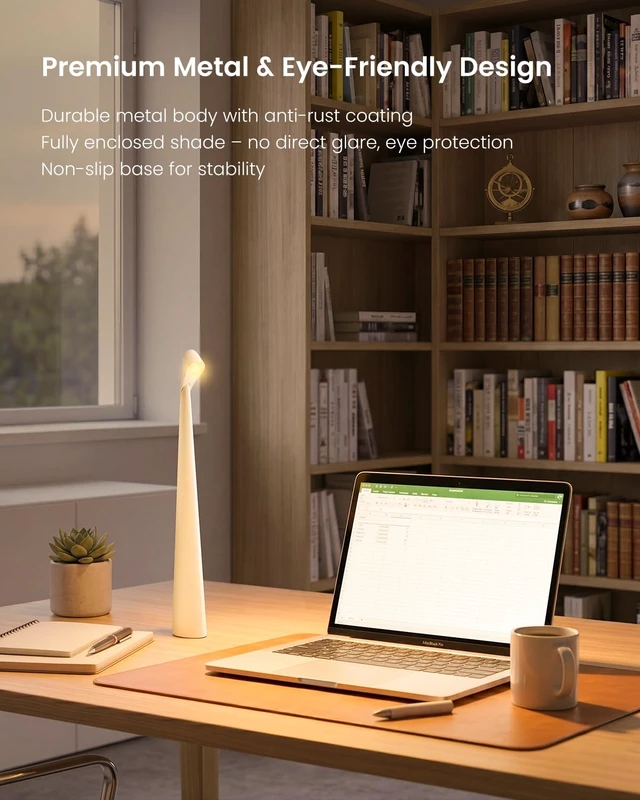 Alt view image 5 of 7 - Cordless LED Table Lamp, 4000mAh Rechargeable Portable Desk Lamp, 3-Level Brightness, Bedside Night Light, Ambient Reading Light for Restaurant, Bedroom, Outdoor Camping, Night Light, White