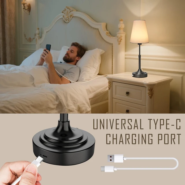 Alt view image 7 of 7 - Portable Cordless Table Lamp, Built in Rechargeable Battery, 2700-6000k Color Temperature, Fully Dimmable, Scalable, Ambient Light for Patio, Restaurant, Bar, Bedroom, Dining (Black)