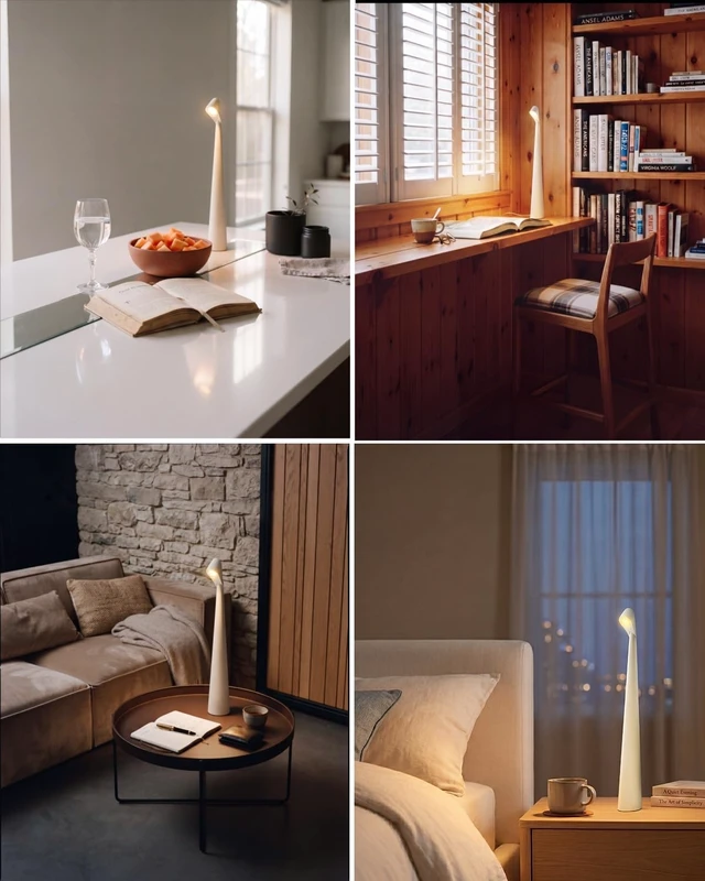 Alt view image 7 of 7 - Cordless LED Table Lamp, 4000mAh Rechargeable Portable Desk Lamp, 3-Level Brightness, Bedside Night Light, Ambient Reading Light for Restaurant, Bedroom, Outdoor Camping, Night Light, White