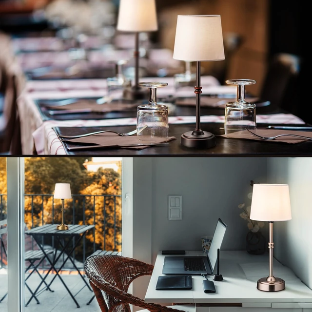 Alt view image 6 of 7 - Seraph Cordless Rechargeable LED Table Lamp, Oil-Rubbed Bronze | Restaurant table lamp, battery-powered bedside light, portable nightstand lamp, 3-level touch dimming, up to 48 hours on low