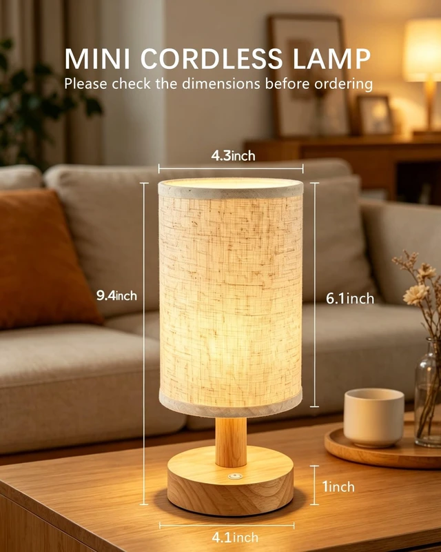 Alt view image 3 of 6 - Rechargeable Cordless Table Lamp, 4000mAh Battery, Touch Control, Dimmable | Bedside Lamp, Mini LED Light, 3 Color Modes, Portable Night Light for Bedroom, Dorm & Living Room