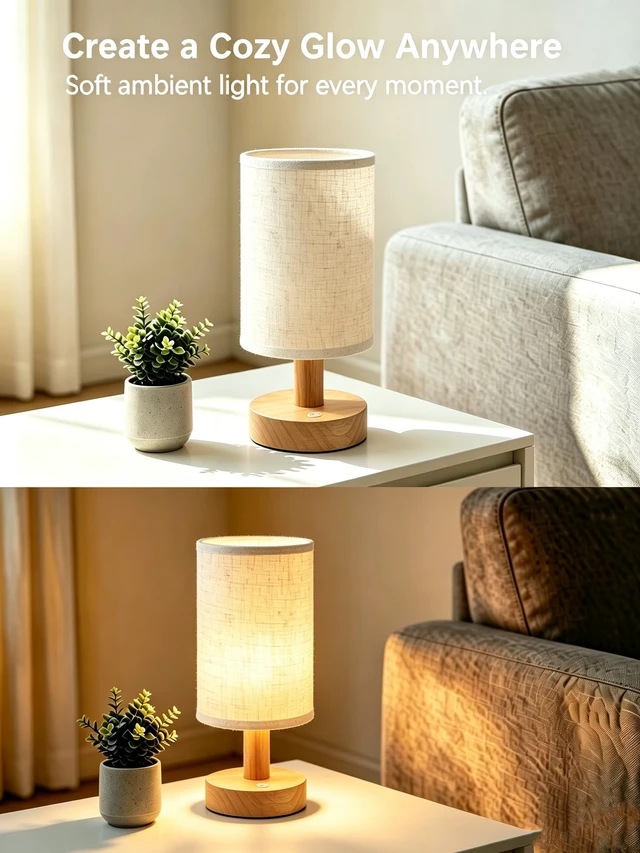 Alt view image 2 of 6 - Rechargeable Cordless Table Lamp, 4000mAh Battery, Touch Control, Dimmable | Bedside Lamp, Mini LED Light, 3 Color Modes, Portable Night Light for Bedroom, Dorm & Living Room