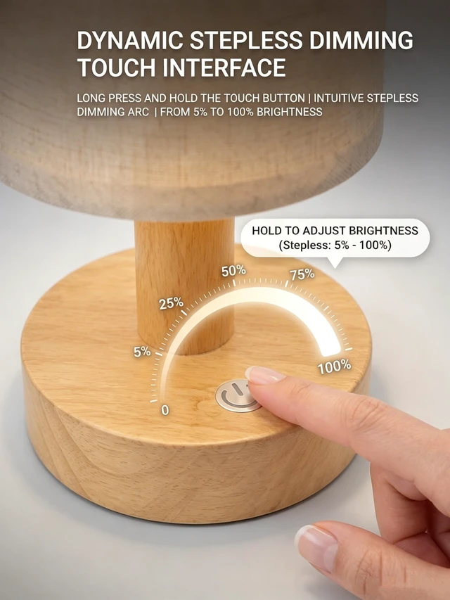 Alt view image 4 of 6 - Rechargeable Cordless Table Lamp, 4000mAh Battery, Touch Control, Dimmable | Bedside Lamp, Mini LED Light, 3 Color Modes, Portable Night Light for Bedroom, Dorm & Living Room