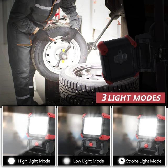 Alt view image 4 of 7 - LED Rechargeable Work Light with Clamp, 2Pack 2100LM COB Magnetic Work Light with 3 Light Modes, 270° & 180° Rotation, Waterproof, Perfect for BBQ, Jobsite, Workshop, Car Repairing